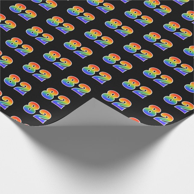 Fun Rainbow Spectrum Pattern "82" Ereignisnummer Geschenkpapier (Ecke)