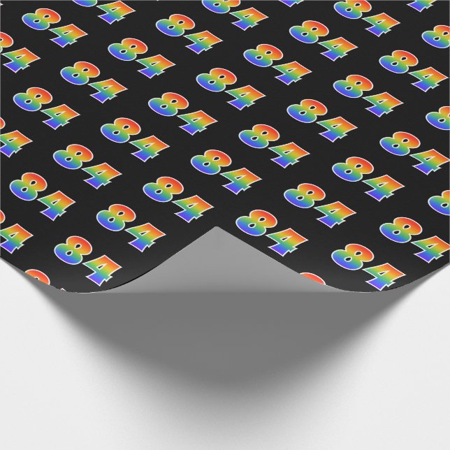 Fun Rainbow Spectrum Pattern "84" Ereignisnummer Geschenkpapier (Ecke)