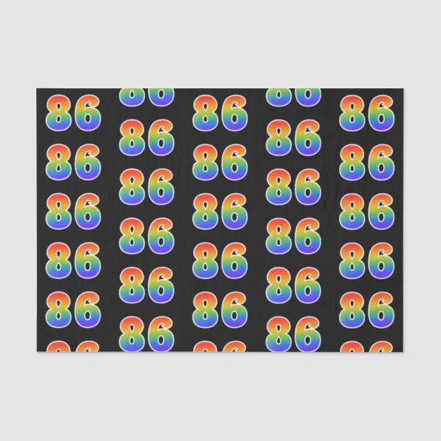 Fun Rainbow Spectrum Pattern "86" Ereignisnummer Seidenpapier (Vorderseite)
