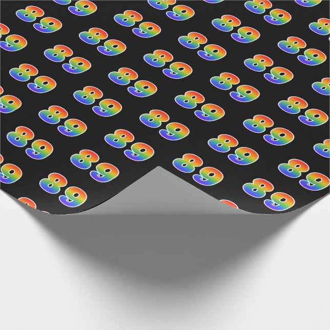 Fun Rainbow Spectrum Pattern "89" Ereignisnummer Geschenkpapier (Ecke)