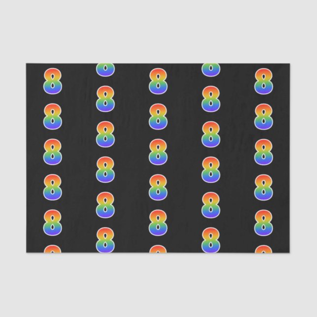 Fun Rainbow Spectrum Pattern "8" Ereignisnummer Seidenpapier (Vorderseite)
