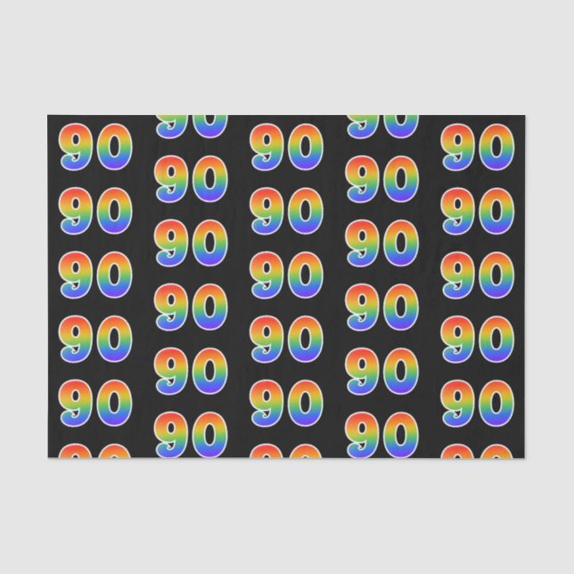 Fun Rainbow Spectrum Pattern "90" Ereignisnummer Seidenpapier (Vorderseite)