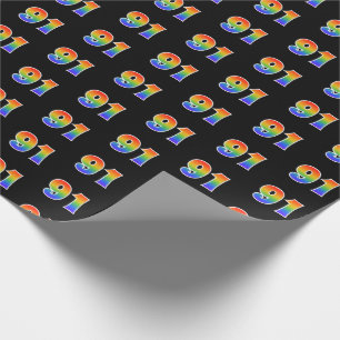 Fun Rainbow Spectrum Pattern "91" Ereignisnummer Geschenkpapier
