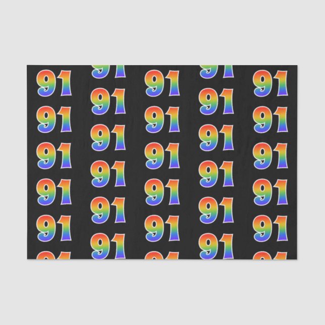 Fun Rainbow Spectrum Pattern "91" Ereignisnummer Seidenpapier (Vorderseite)