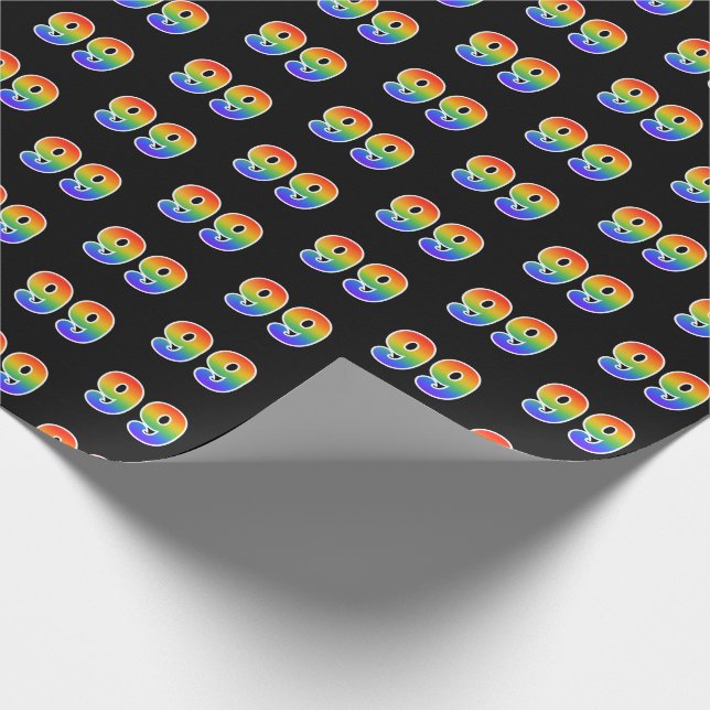 Fun Rainbow Spectrum Pattern "99" Ereignisnummer Geschenkpapier (Ecke)