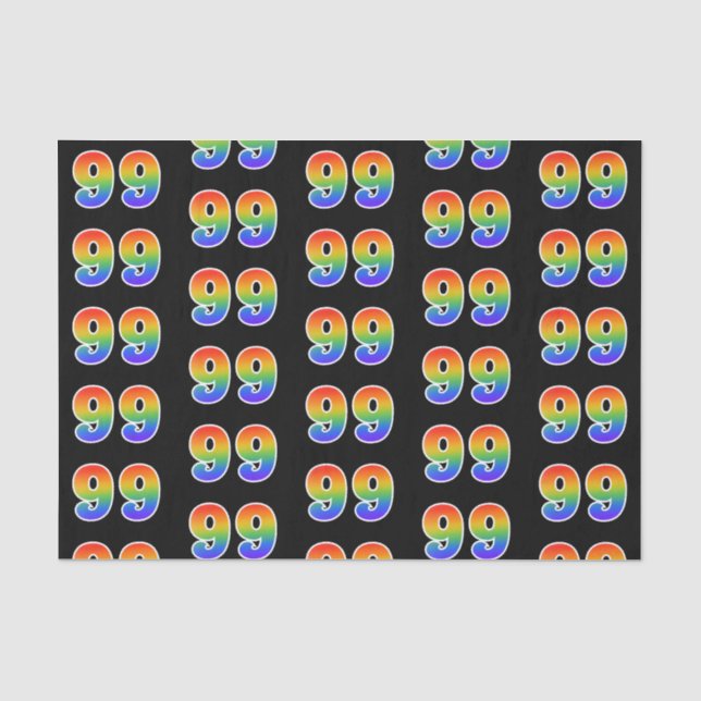 Fun Rainbow Spectrum Pattern "99" Ereignisnummer Seidenpapier (Vorderseite)