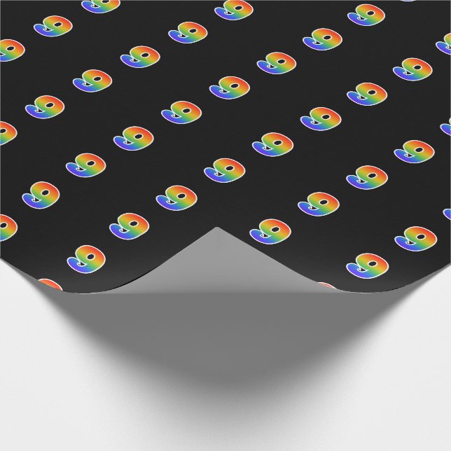 Fun Rainbow Spectrum Pattern "9" Ereignisnummer Geschenkpapier (Ecke)