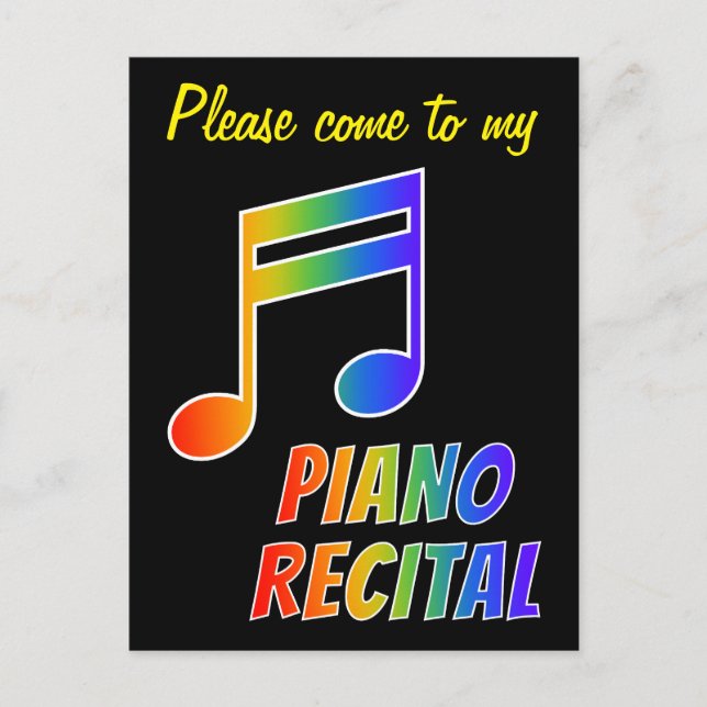 Fun Rainbow Spectrum Piano Einladung Postkarte (Vorderseite)