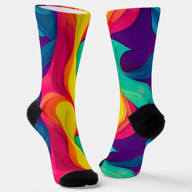 Fun Rainbow Swirt Muster Nachhaltige Socken (Gewinkelt)