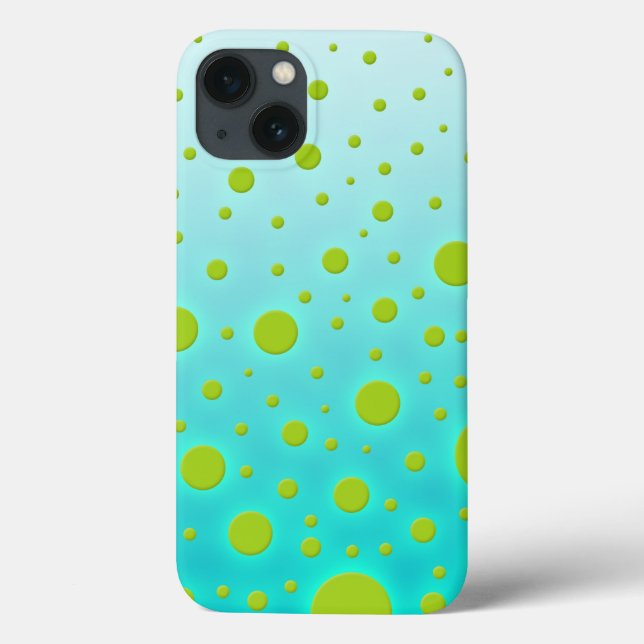 Fun Random Dots grün über türkisfarbenem Hintergru Case-Mate iPhone Hülle (Rückseite)