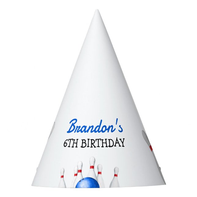 Fun Red and Blue Bowling Kindergeburtstag Partyhütchen (Vorderseite)
