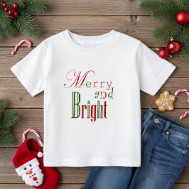 Fun Red and Green Merry and Bright Baby Christmas T-shirt
