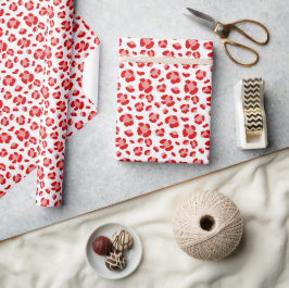 Fun Red and White Christmas Leopard Print Geschenkpapier