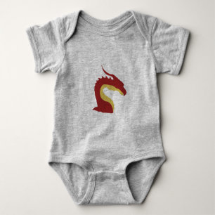 Fun Red and Yellow Simple Fantasy Dragon Emblem Baby Strampler