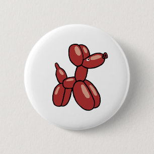 Fun, red balloon dog design button