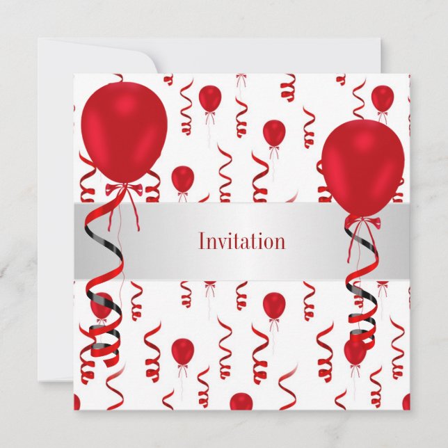 Fun Red Balloons Special Party Event Einladung (Vorderseite)