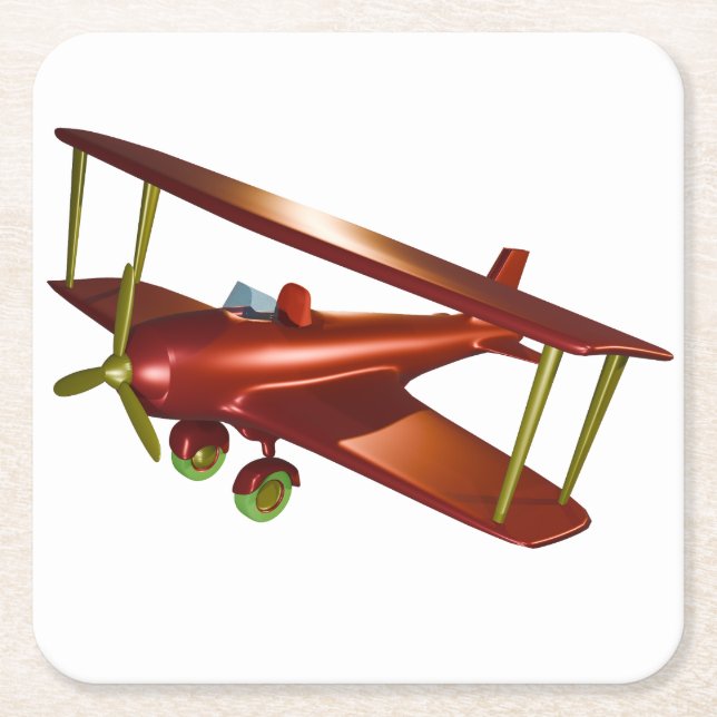Fun Red-Bi-Flugzeug-Luftfahrt Rechteckiger Pappuntersetzer (Vorderseite)