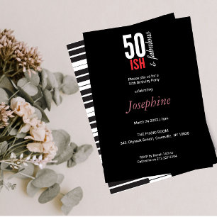 Fun Red & Black 50 Etwas und Fantastisches Einladung
