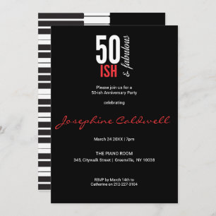 Fun Red & Black 50-ish et Fabulous Invitation