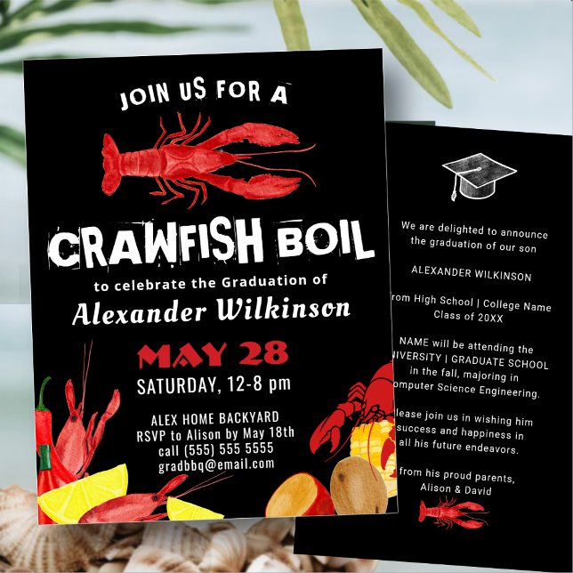 Fun Red Black Crawfish Boil Abschluss GRILLEN Part Einladung (Von Creator hochgeladen)