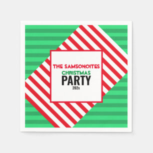 Fun Red & Green Christmas Party Custom Napkin Serviette