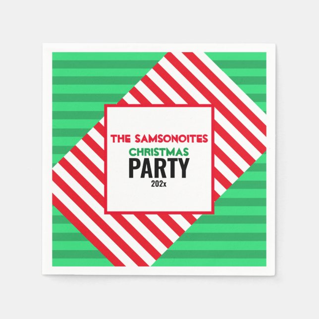 Fun Red & Green Christmas Party Custom Napkin Serviette (Vorderseite)