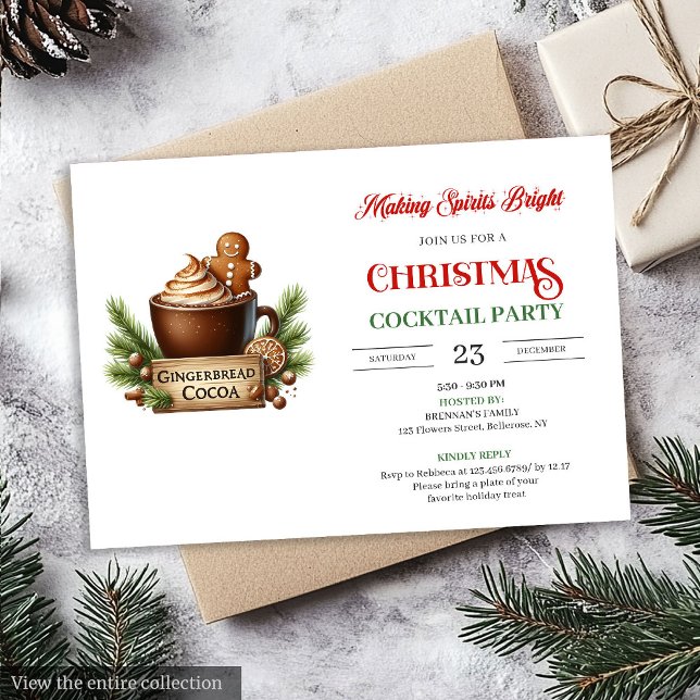 Fun Red Green Festive Cocktails Party Invitation Einladung (Fun Red Green Festive Cocktails Party Invitation)