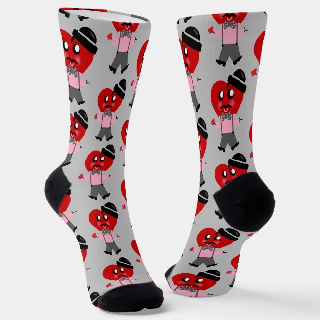 Fun Red Heart Men Valentines Crew Socks Socken (Gewinkelt)