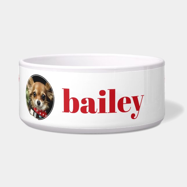 Fun Red Paw druckt Personalisiert Hunde Foto Bowl Napf (Vorderseite)