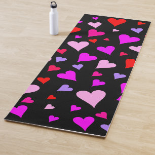 Fun Red, Pink, Lila & Magenta Herzmuster Yogamatte