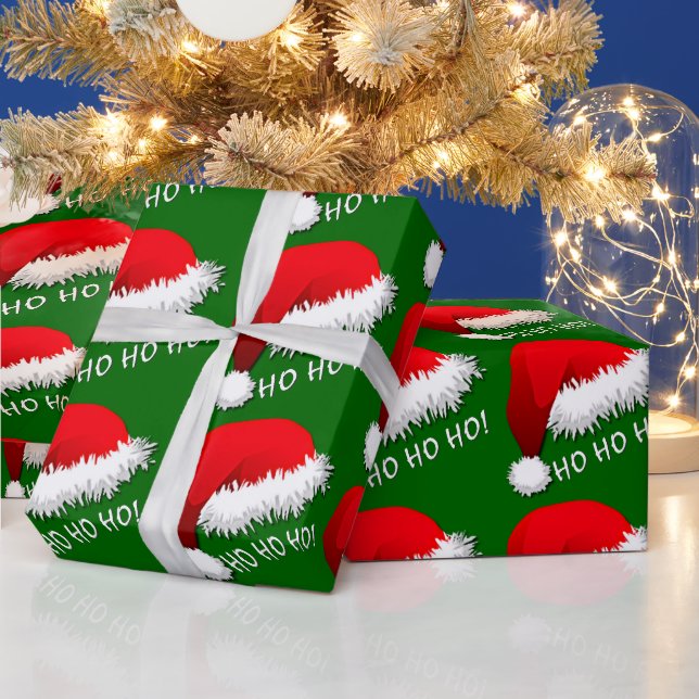 Fun Red Santa Claus Hat HOHOHO Geschenkpapier (Feiertage)