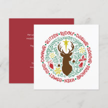 Fun Red Script Santa Reindeer Name Weihnachten