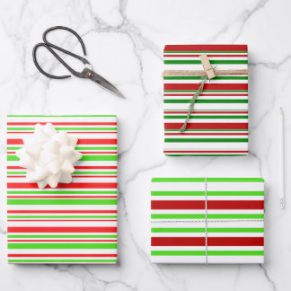 Fun Red, White, Green Christmas Inspirierte Muster Geschenkpapier Set
