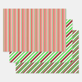 Fun Red, White, Green Christmas Themed Patterns Geschenkpapier Set