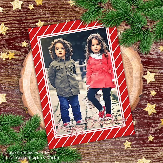 Fun Red White Peppermint Candy Cane Stripe Holiday Karte (Von Creator hochgeladen)