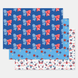 Fun Red White und Blue Designed Geschenkpapier Set