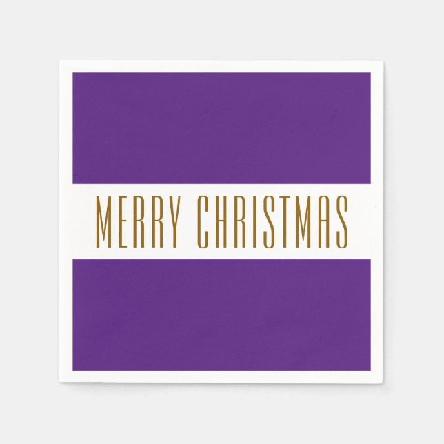 Fun Regal Lila White MERRY CHRISTMAS Streifen Serviette (Vorderseite)