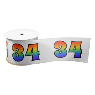 Fun, Regenbogenmuster "34" Ereignisnummer (grau) Satinband