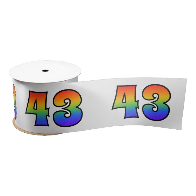Fun, Regenbogenmuster "43" Ereignisnummer (grau) Satinband (Spule)