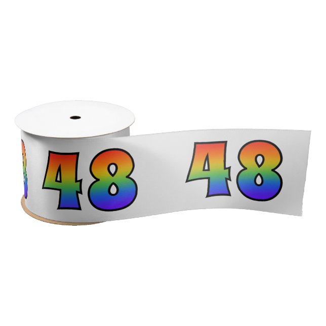 Fun, Regenbogenmuster "48" Ereignisnummer (grau) Satinband (Spule)