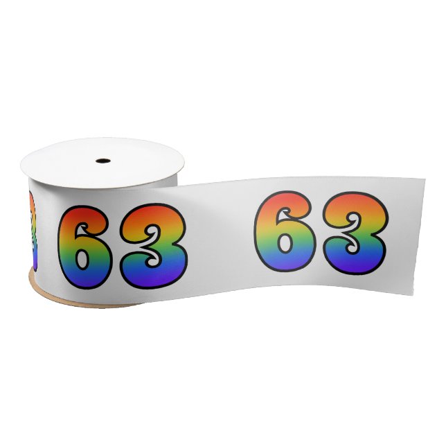 Fun, Regenbogenmuster "63" Ereignisnummer (grau) Satinband (Spule)