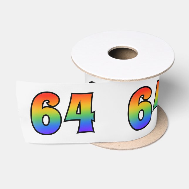 Fun, Regenbogenmuster "64" Ereignisnummer (grau) Satinband (Spule)