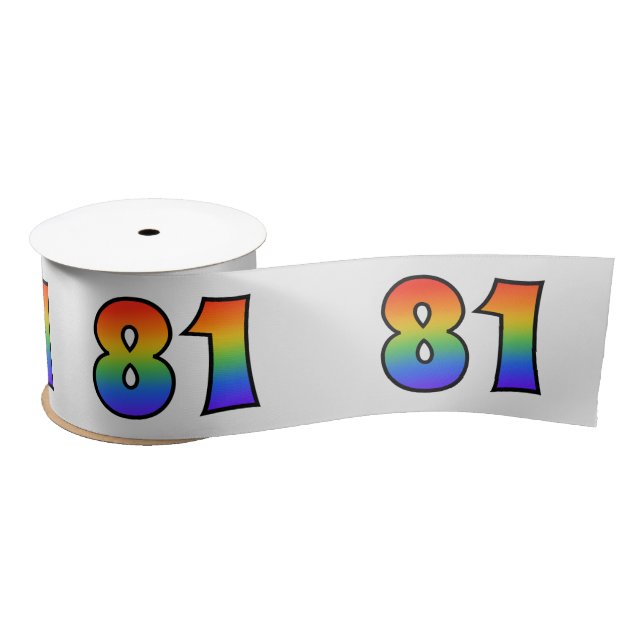 Fun, Regenbogenmuster "81" Ereignisnummer (grau) Satinband (Spule)