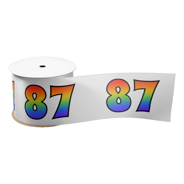 Fun, Regenbogenmuster "87" Ereignisnummer (grau) Satinband (Spule)