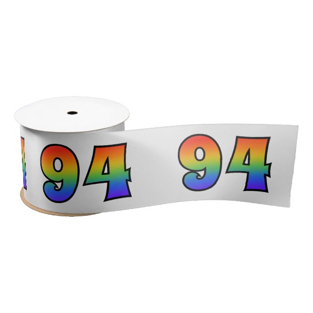 Fun, Regenbogenmuster "94" Ereignisnummer (grau) Satinband (Spule)