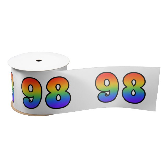 Fun, Regenbogenmuster "98" Ereignisnummer (grau) Satinband (Spule)