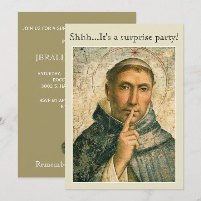 FUN RELIGIOUS SAINT DOMINIC ÜBERRASCHUNG PARTY EVE EINLADUNG (Vorne/Hinten)