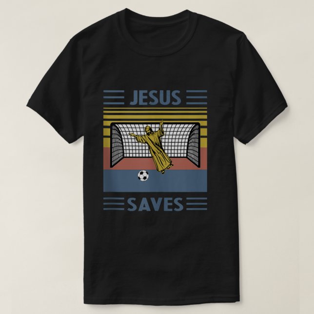 FUN RELIGIOUS SHIRT JESUS RETTE DAS ZIEL SOCCER GO (Design vorne)
