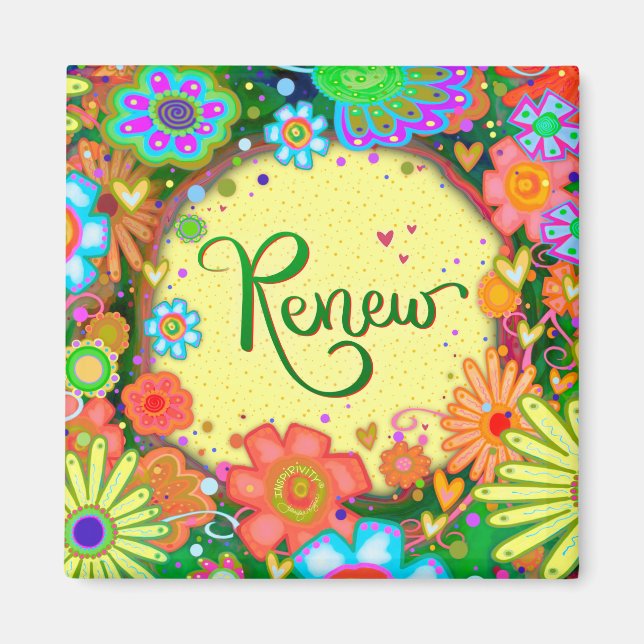 Fun Reneure Hübsche florale Moderne Inspirivity Magnet (Vorne)