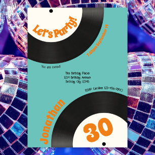 Fun Retro 30. Geburtstag 90er Musik Vinyl Record Einladung